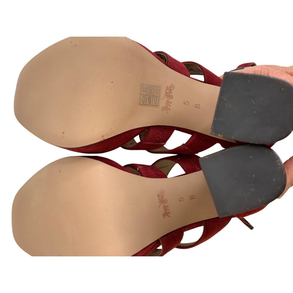 Coach Marina Red Suede Strappy High Heel Platform Sandals Size 5B - Picture 12 of 12